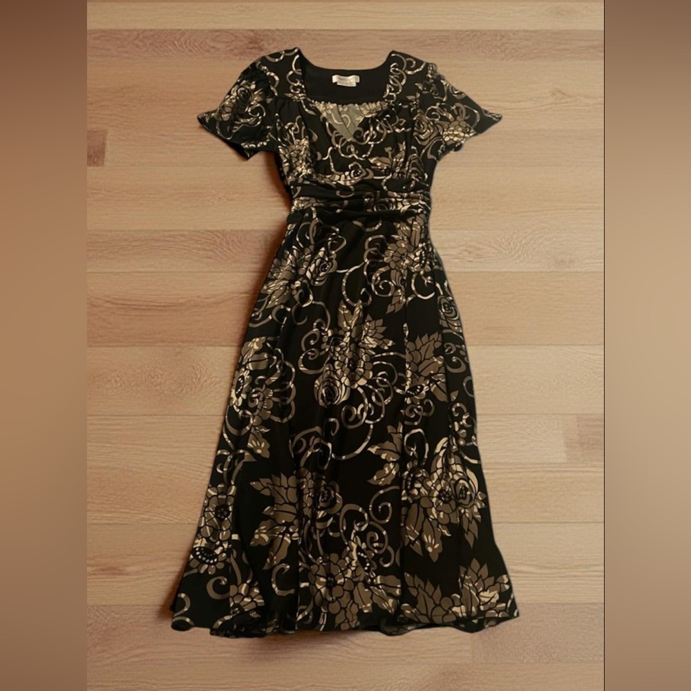 Classic Floral Print Work Church Gothic Emo Casual Cottagecore V-neck Surplice